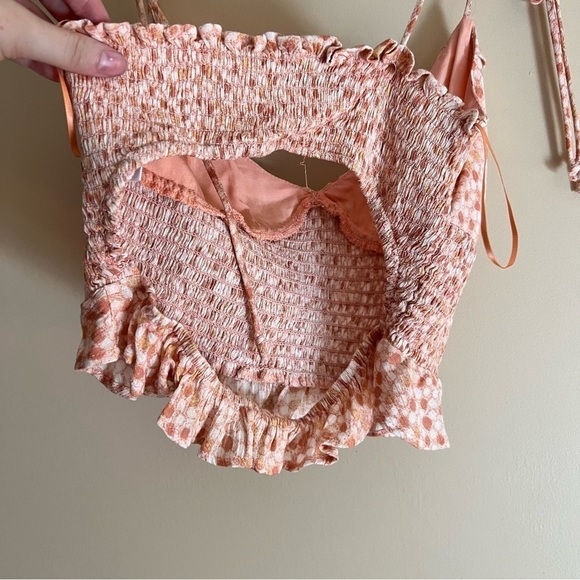 Sky To Moon Pink Dotted Ruffle Cropped Tank Top - Picture 3 of 4